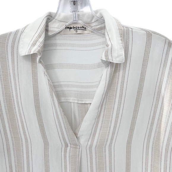 Impressions Striped V Neck Blouse Size Small - Picture 7 of 8